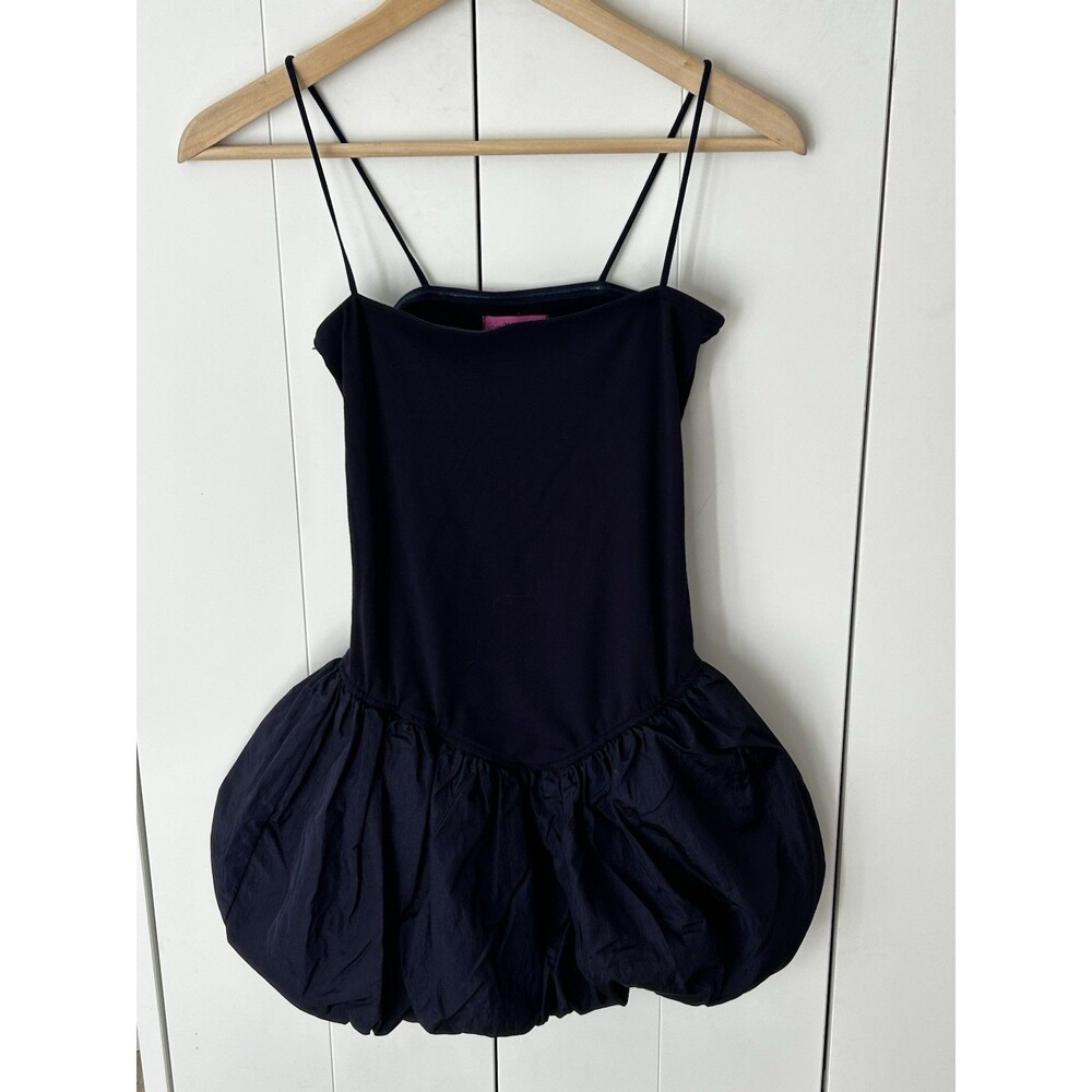 Edikted Bubble Hem Mini Dress Navy Blue Size XS Strappy Sleeveless HOCO Party - Picture 2 of 8